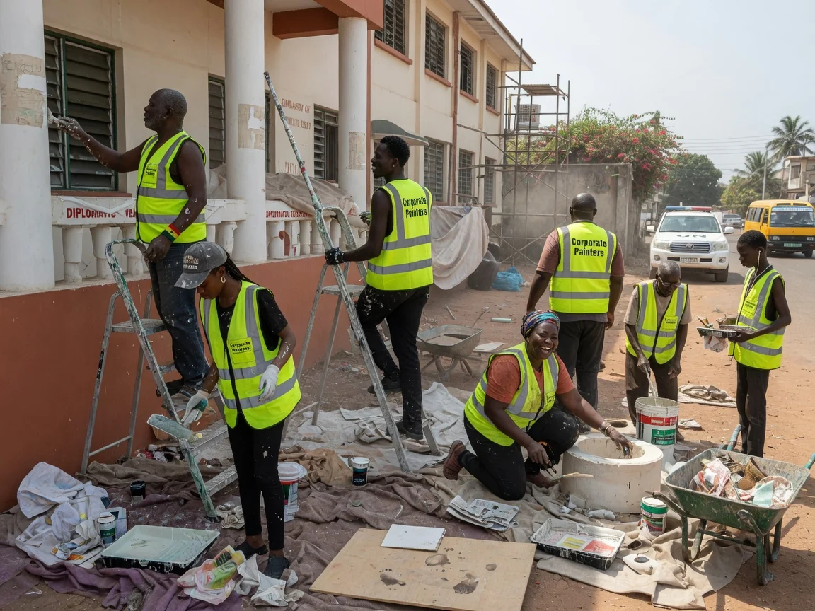 Embassy & diplomatic painting in Accra — low odour rapid recoat reception room cantonments corporatepainters, Accra Ghana