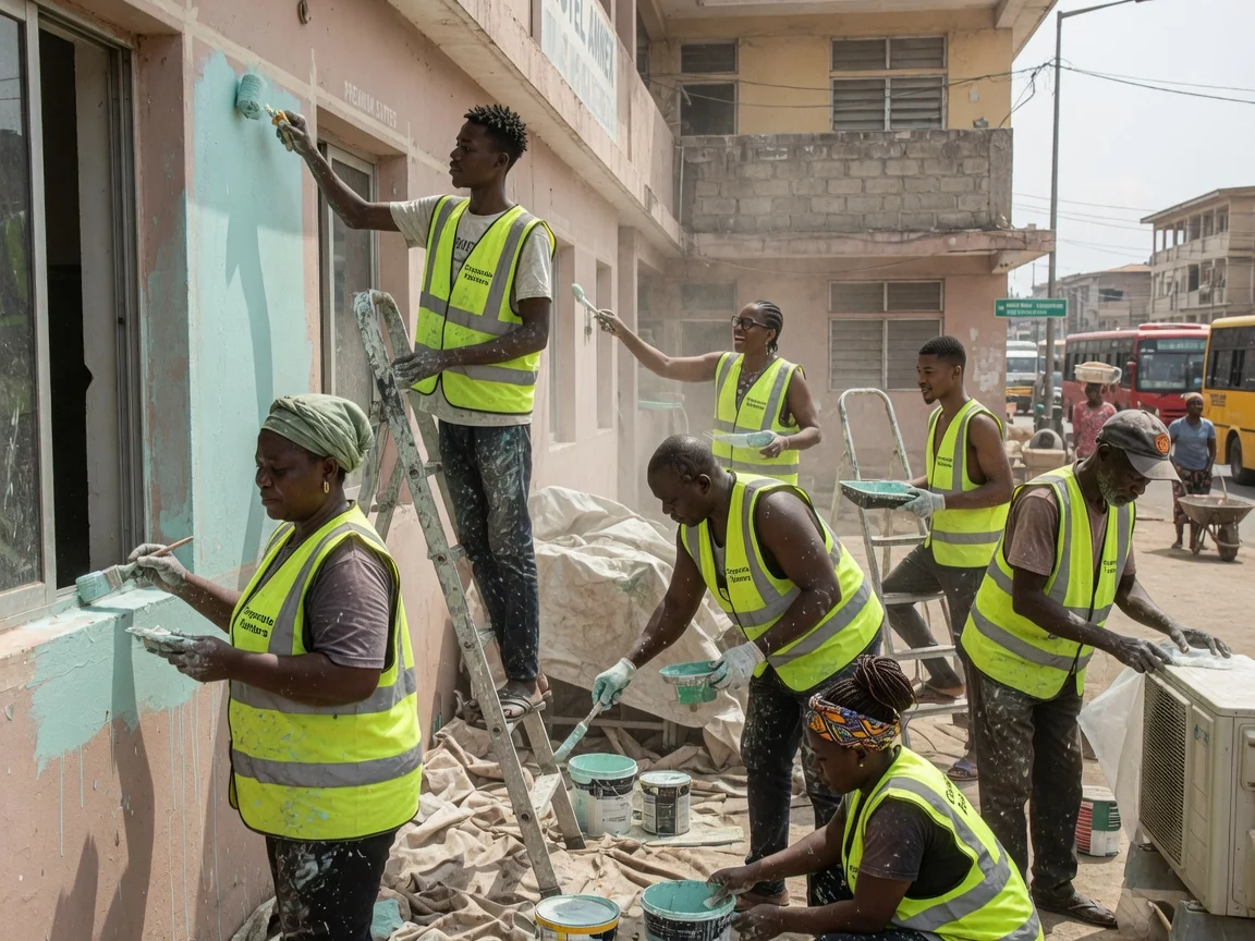 Premium hospitality painting in Accra — washable high traffic corridor finish accra corporatepainters, Accra Ghana