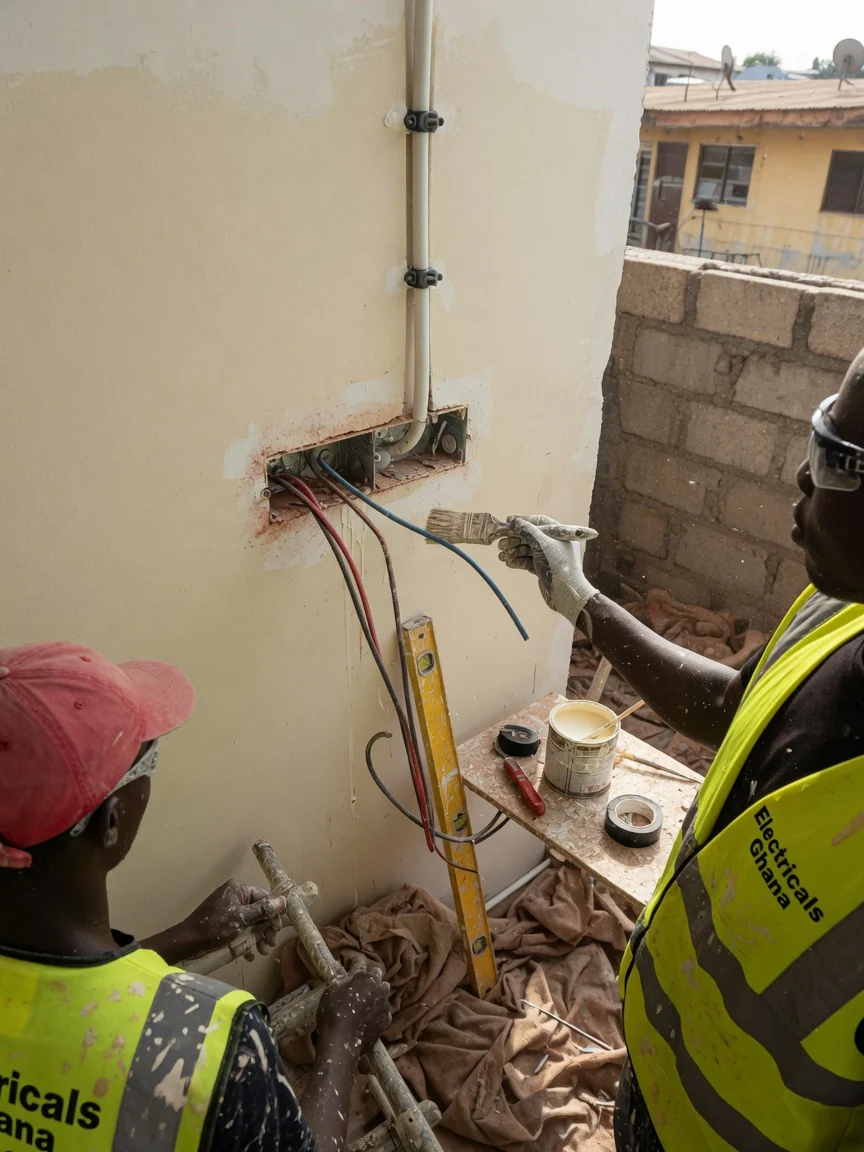 Electrical installation for a new build in Accra — consumer unit board circuit breakers rcd second fix detail electricalsghana, Accra Ghana