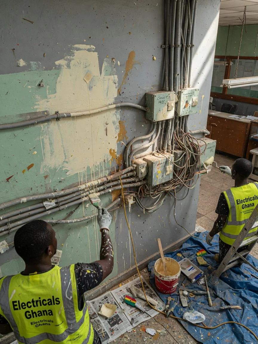 Bank trading floor electrical systems in Accra — dealing desk clean power distribution board detail accra electricalsghana, Accra Ghana