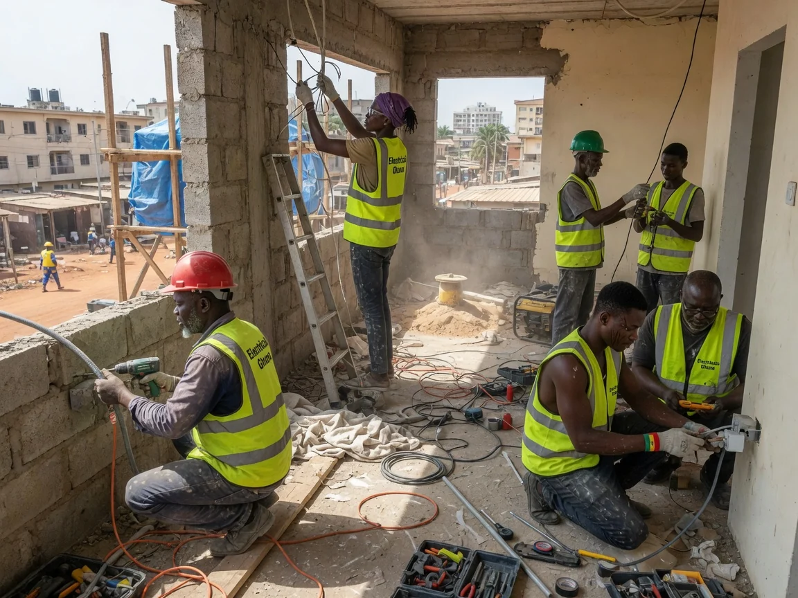 Electrical installation for a new build in Accra — electrical installation first fix cabling new build wall runs spintex accra electricalsghana, Accra Ghana