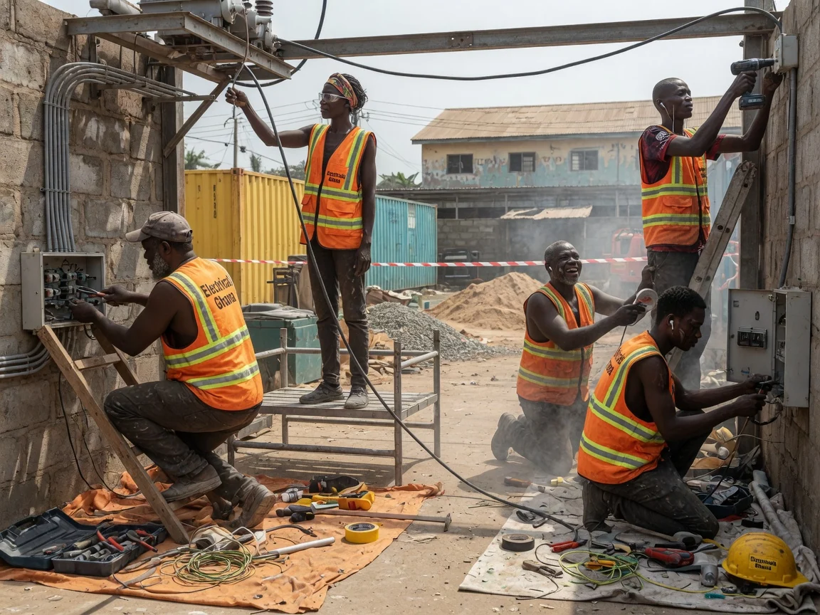 Industrial facility electrical in Tema and Accra — industrial three phase panel motor circuit installation plant tema electricalsghana, Accra Ghana