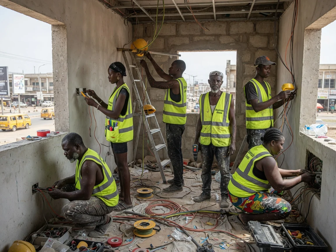 Commercial wiring and fit-out in Accra — retail shop fit out lighting socket wiring spintex electricalsghana, Accra Ghana