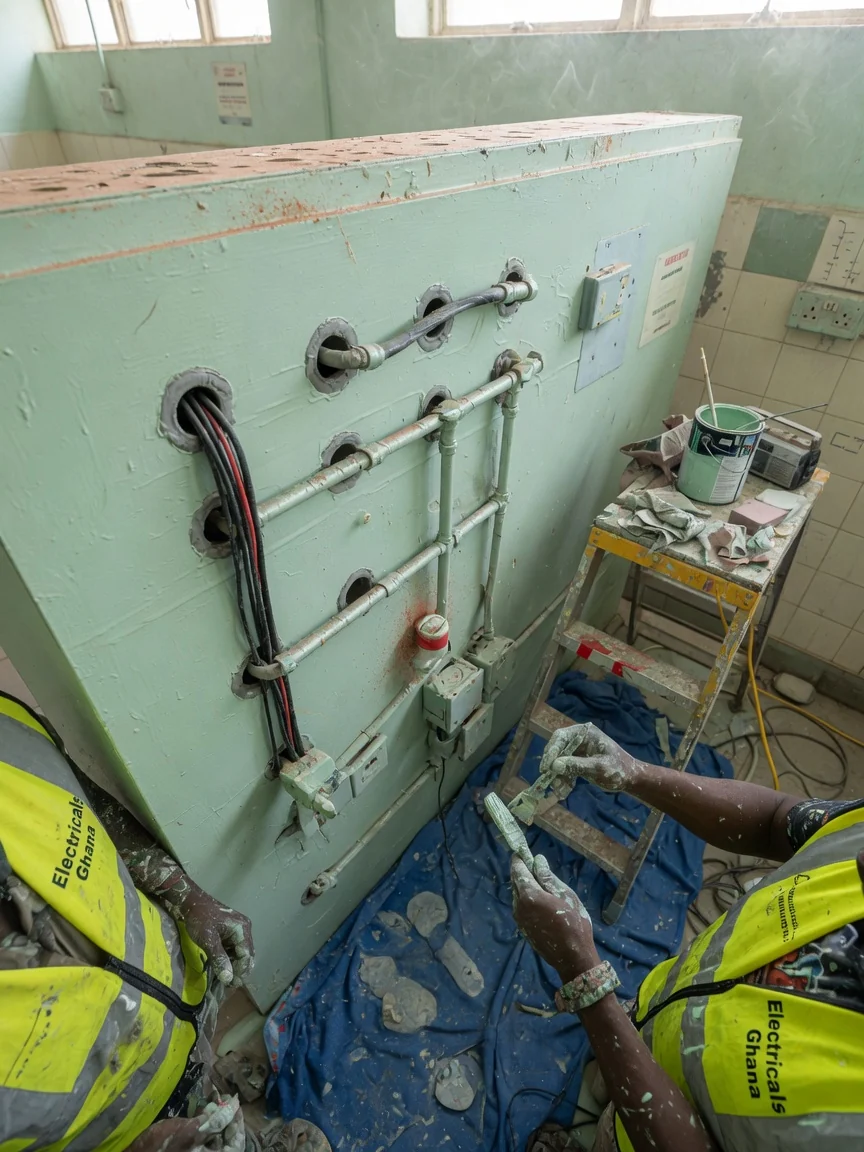 Hospital and operating-theatre electrical in Accra — theatre emergency lighting life safety circuit testing detail electricalsghana, Accra Ghana