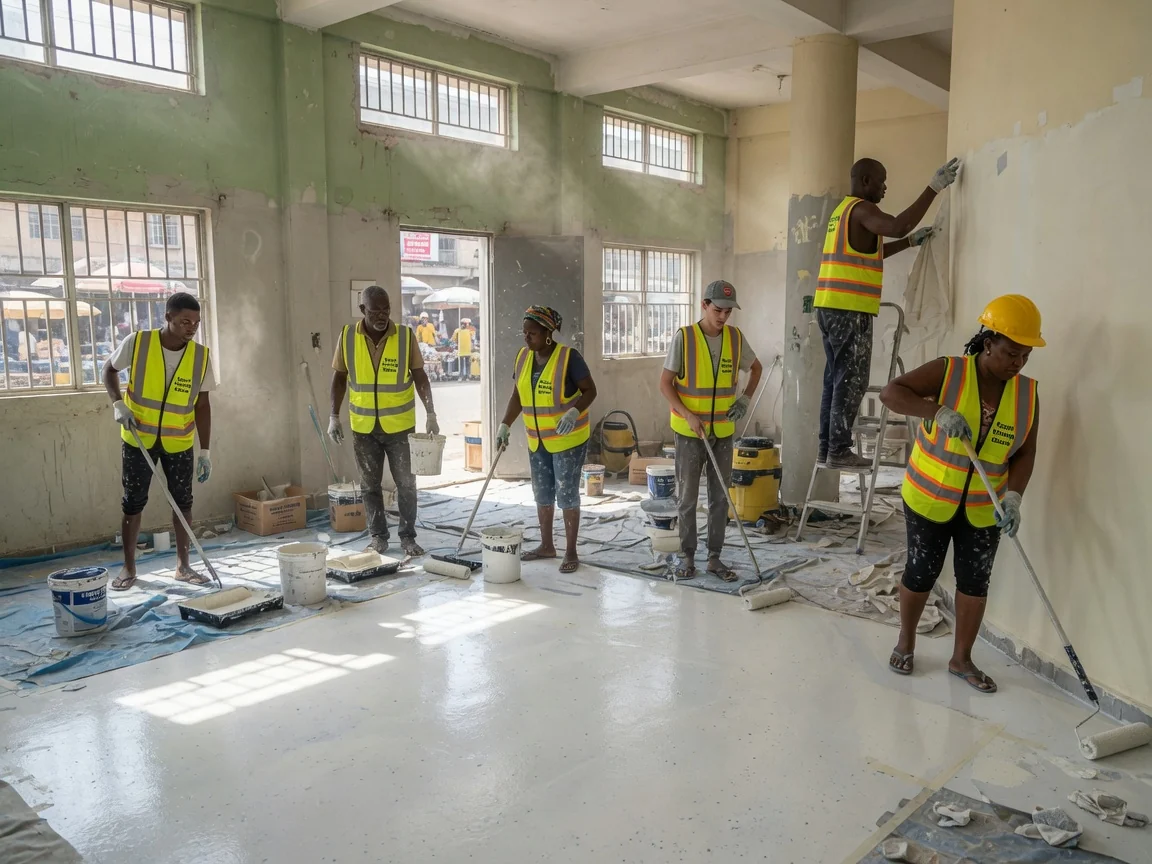 Hygienic food & pharma epoxy flooring in Accra, Ghana — hygienic pu screed coved skirting food factory accra epoxyflooringghana, Accra Ghana