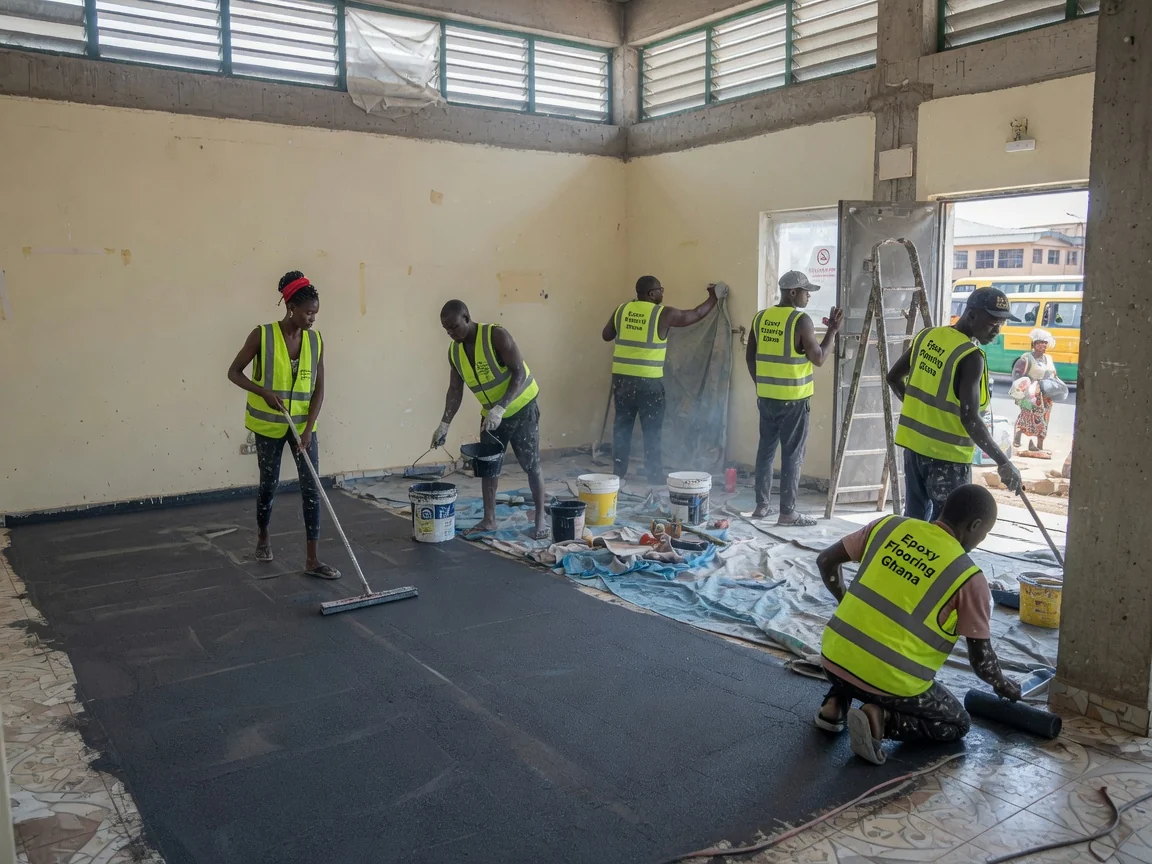 Anti-slip epoxy coatings in Accra, Ghana — r13 anti slip epoxy washdown ramp finish kumasi epoxyflooringghana, Accra Ghana