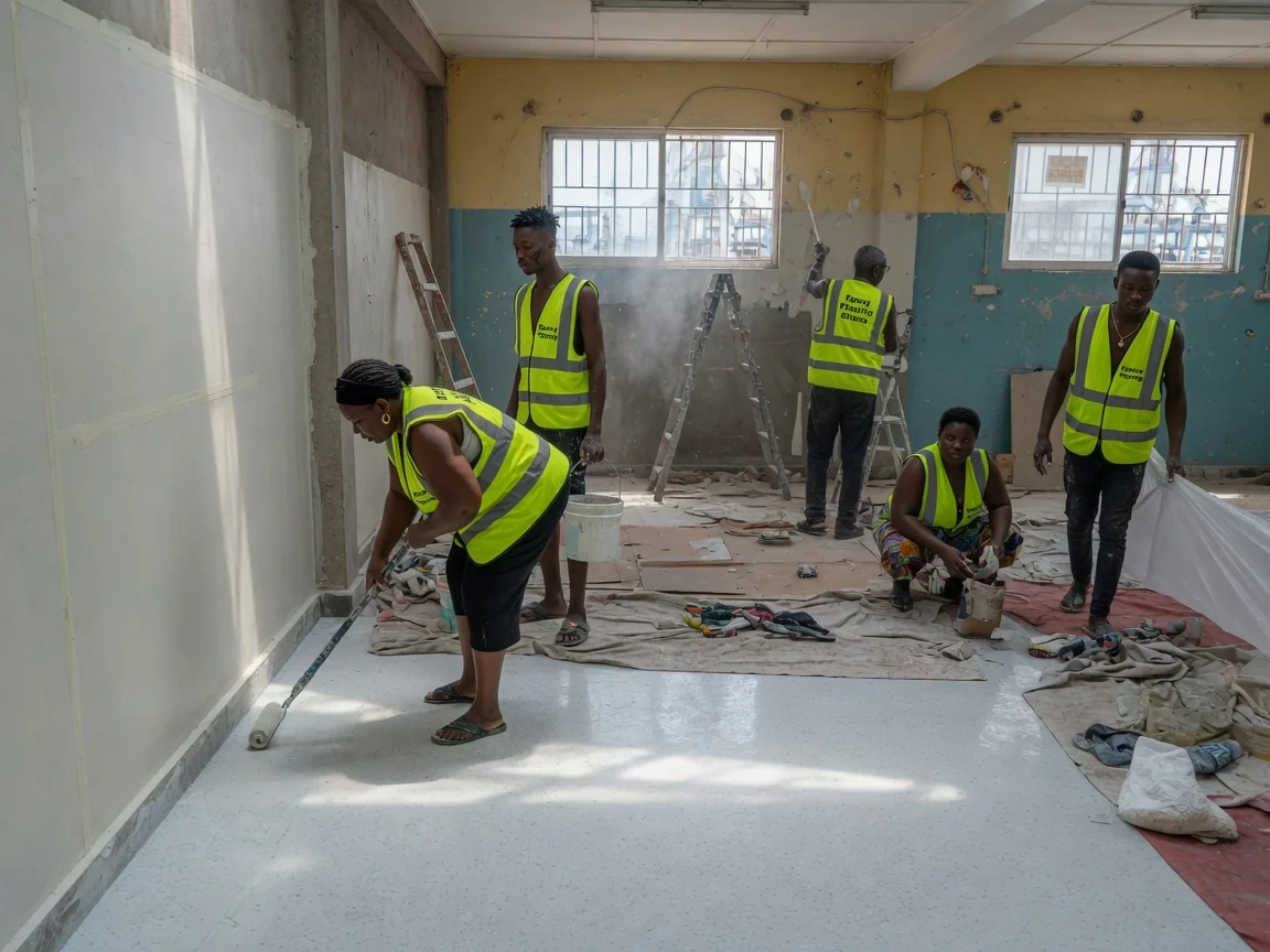 Hygienic food & pharma epoxy flooring in Accra, Ghana — seamless antimicrobial epoxy wash down floor drain tema epoxyflooringghana, Accra Ghana