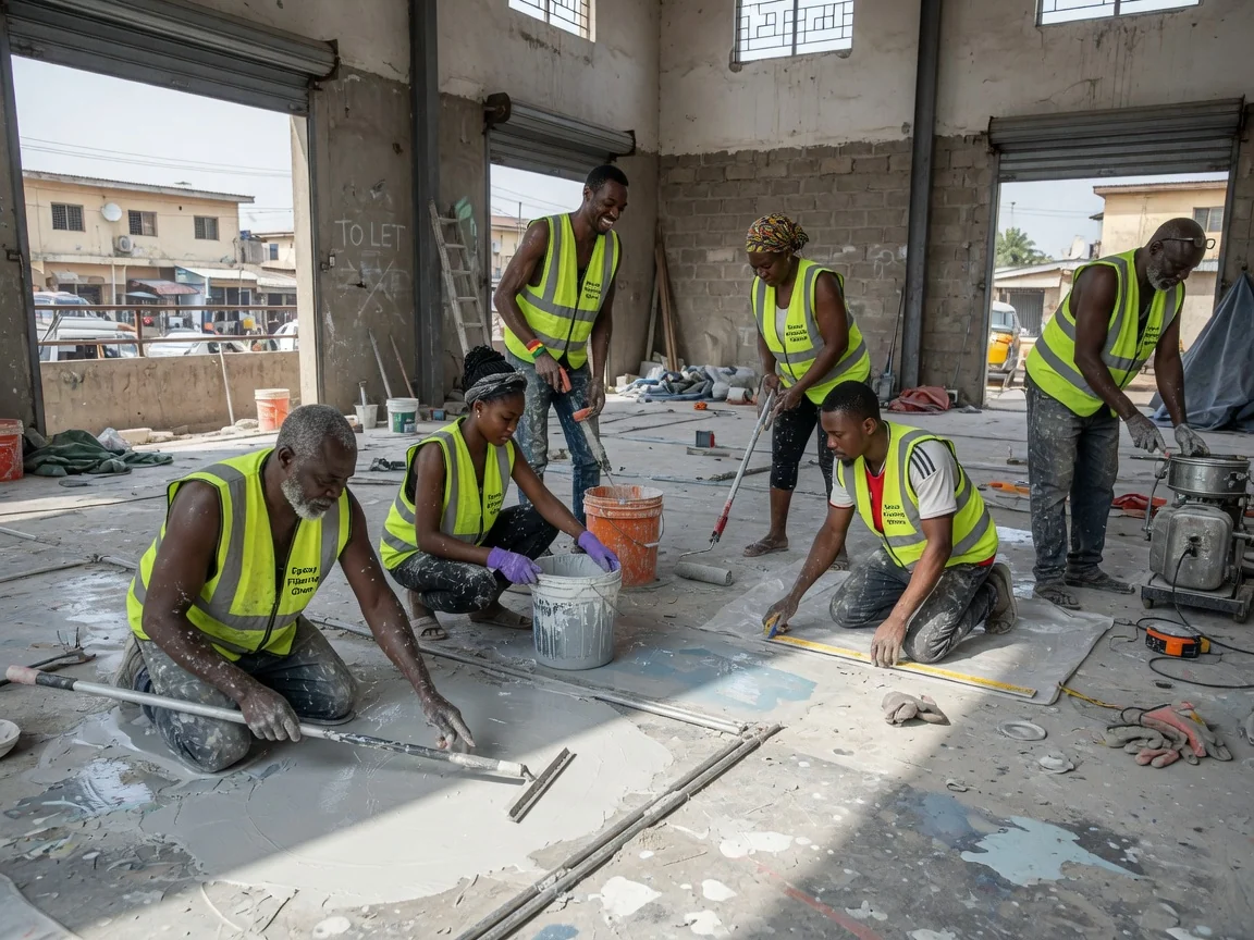 Self-levelling epoxy systems in Accra, Ghana — slab moisture rh probe test before self levelling spintex epoxyflooringghana, Accra Ghana