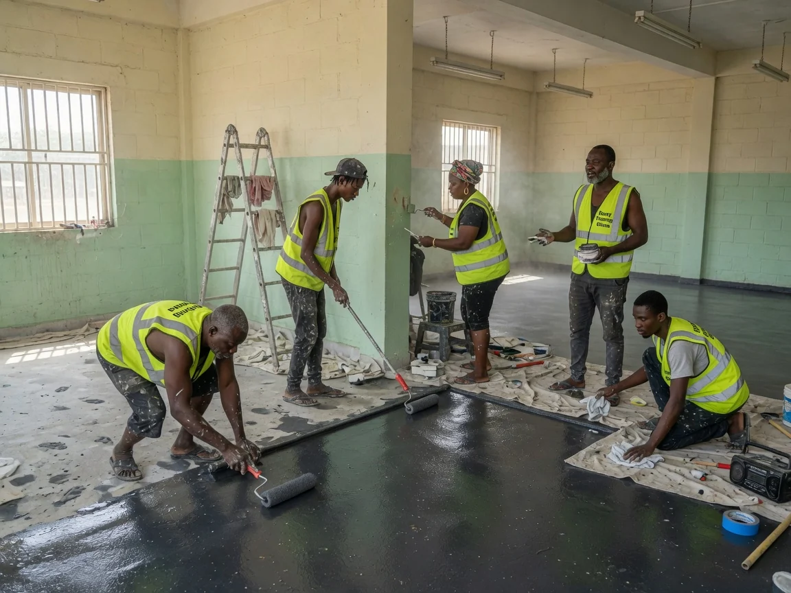 Industrial epoxy floor coatings in Accra, Ghana — slab moisture rh probe test industrial floor spintex epoxyflooringghana, Accra Ghana