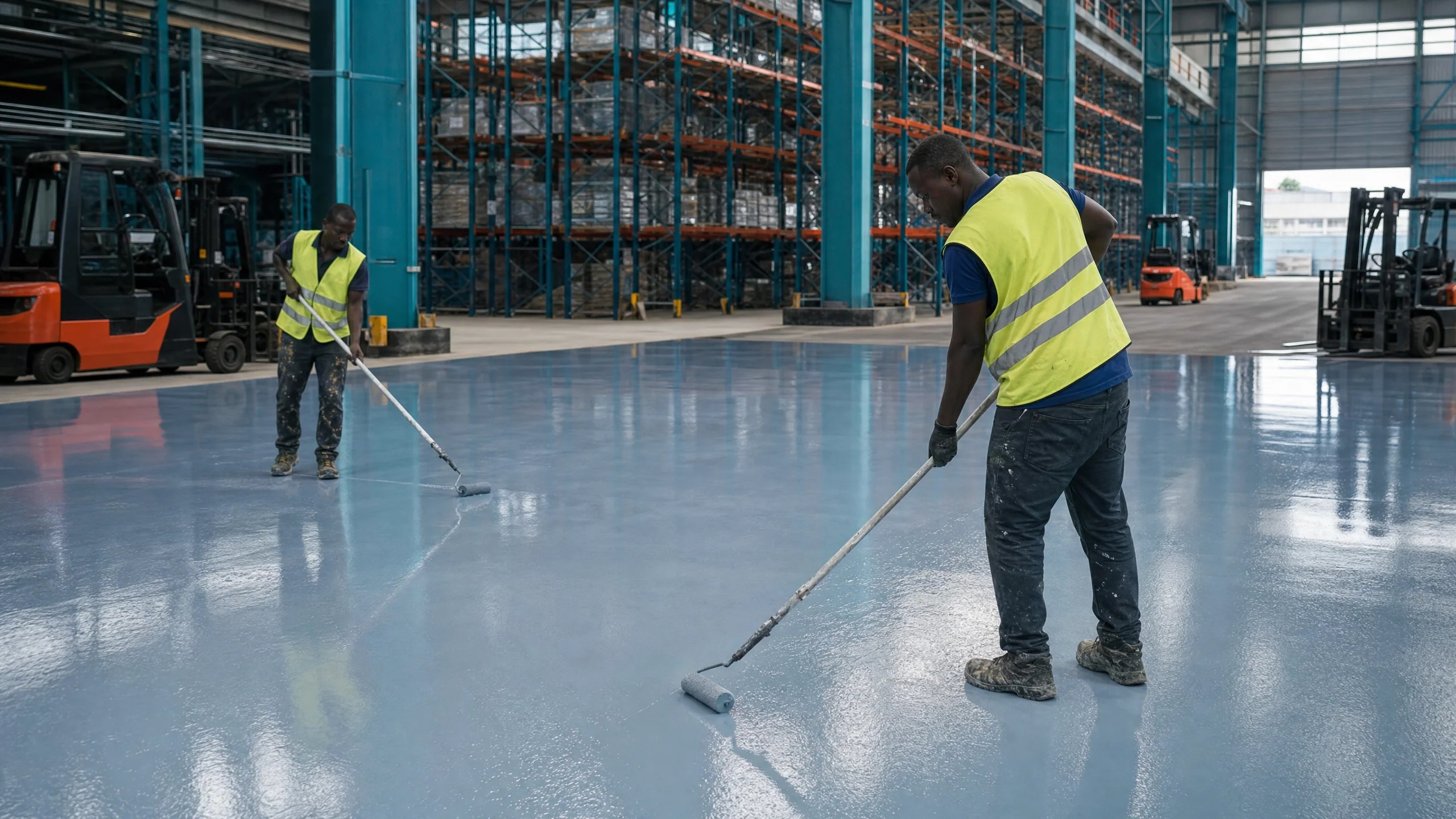 Polyurethane topcoat systems over epoxy in Tema, Ghana — service polyurethane topcoat warehouse floor tema, Accra Ghana