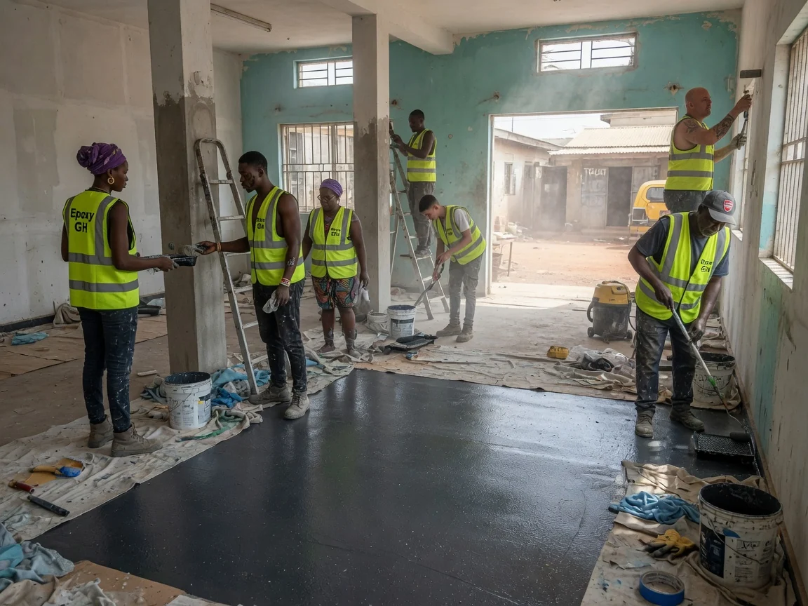 ESD static-control epoxy floor in Accra, Ghana — esd conductive epoxy electronics floor accra epoxygh, Accra Ghana