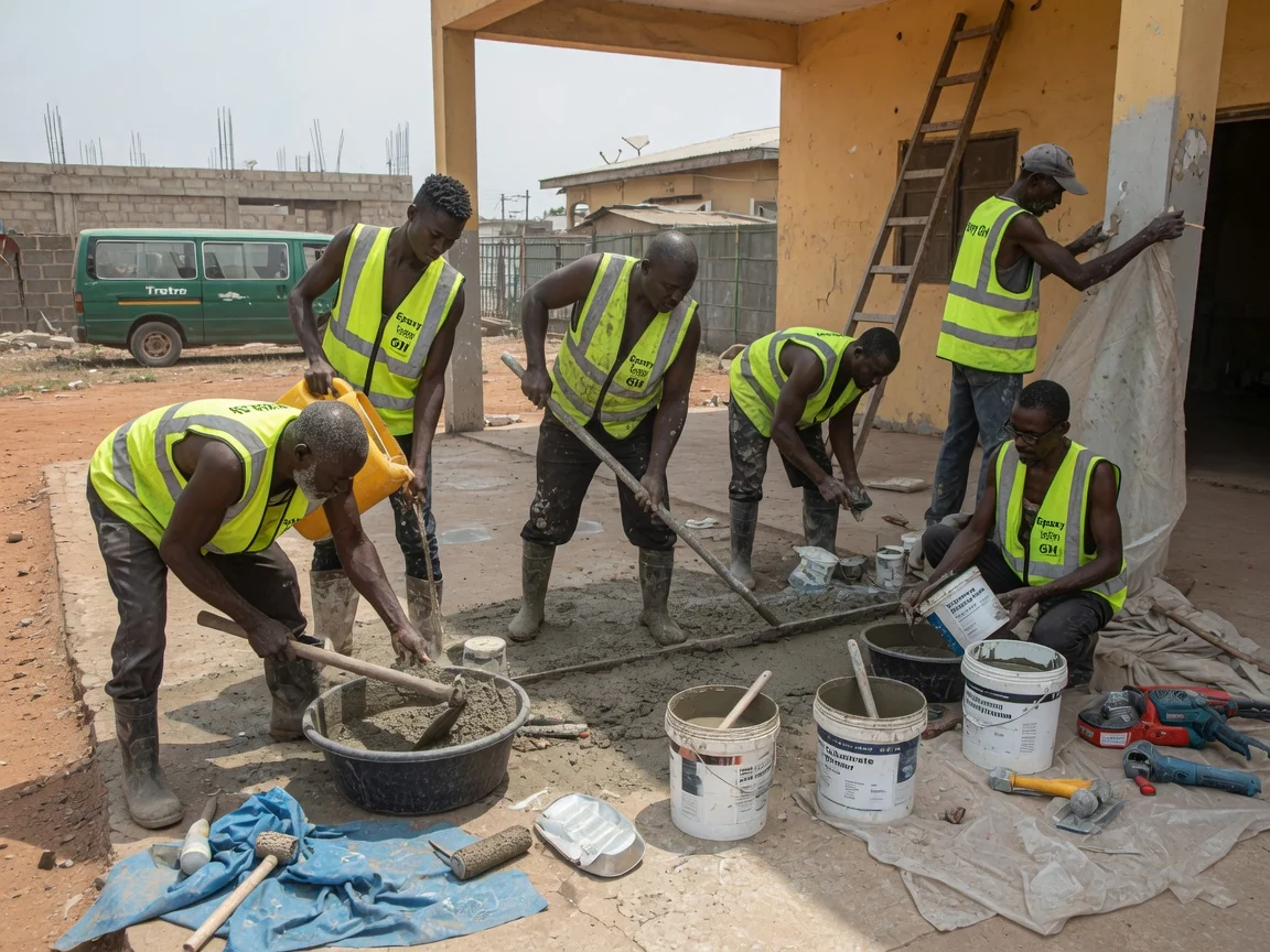 Concrete substrate preparation before epoxy in Accra, Ghana — substrate prep crack repair mortar accra epoxygh, Accra Ghana