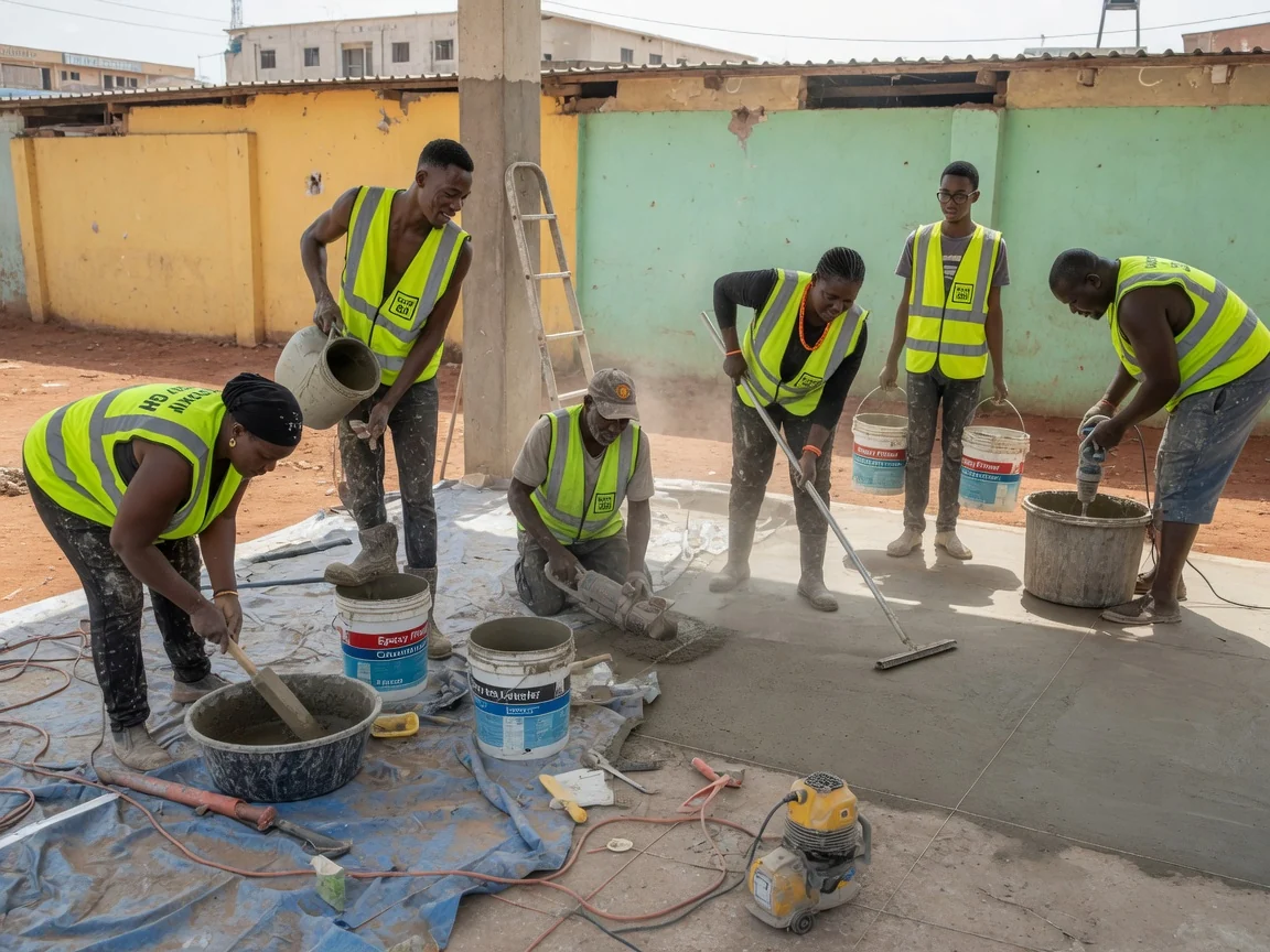 Concrete substrate preparation before epoxy in Accra, Ghana — substrate prep diamond grinding slab accra epoxygh, Accra Ghana