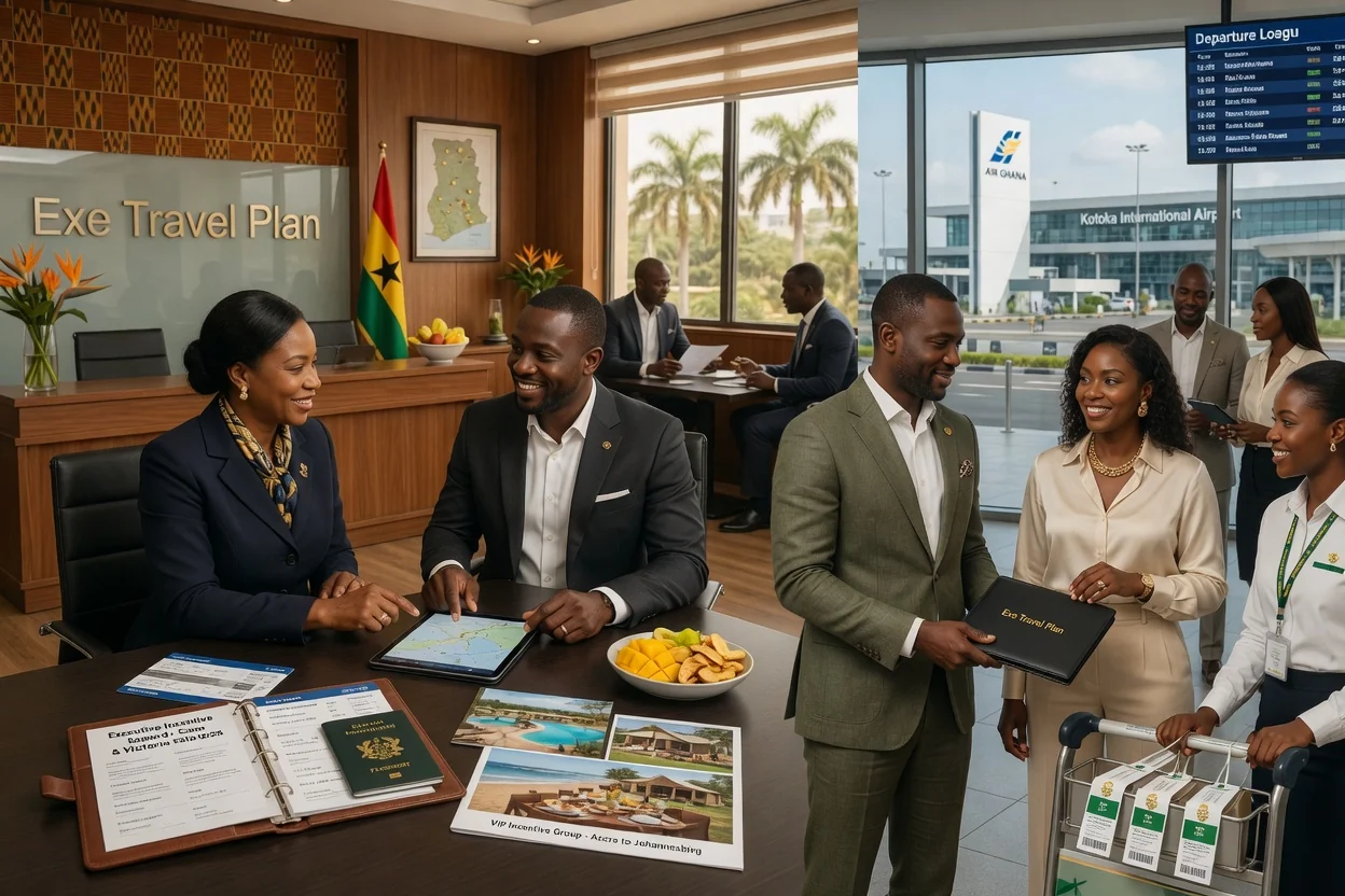 Voyages incentive d'entreprise curatés depuis le Ghana — exe travel plan corporate incentive reward trip team premium branded dubai exetravelplan, Accra Ghana