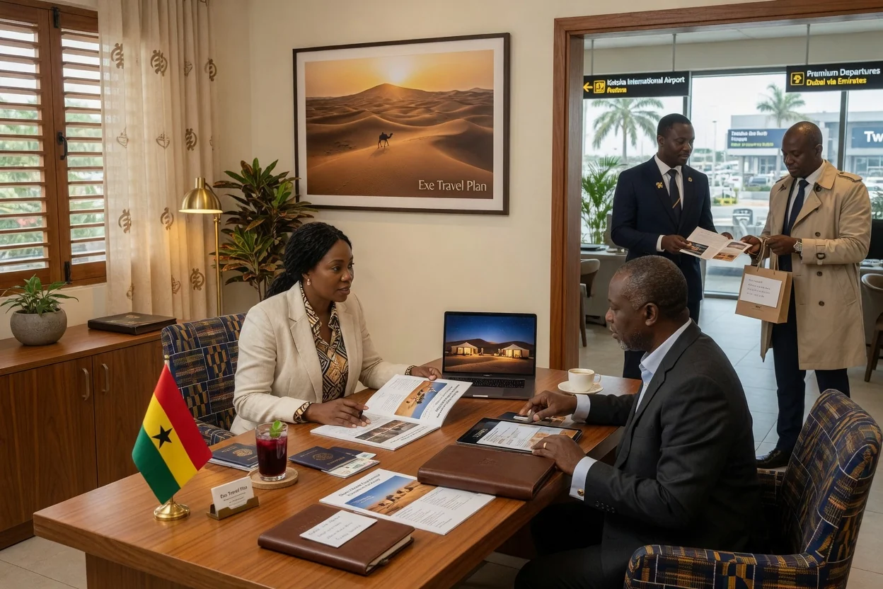 Curated Dubai destination experiences from Ghana — exe travel plan dubai desert experience executive traveller branded dubai exetravelplan, Accra Ghana