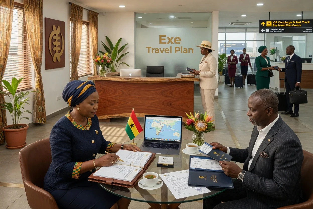 Voyages pour assister à des événements, curatés depuis le Ghana — exe travel plan executive delegation arrival credentialed branded dubai exetravelplan, Accra Ghana