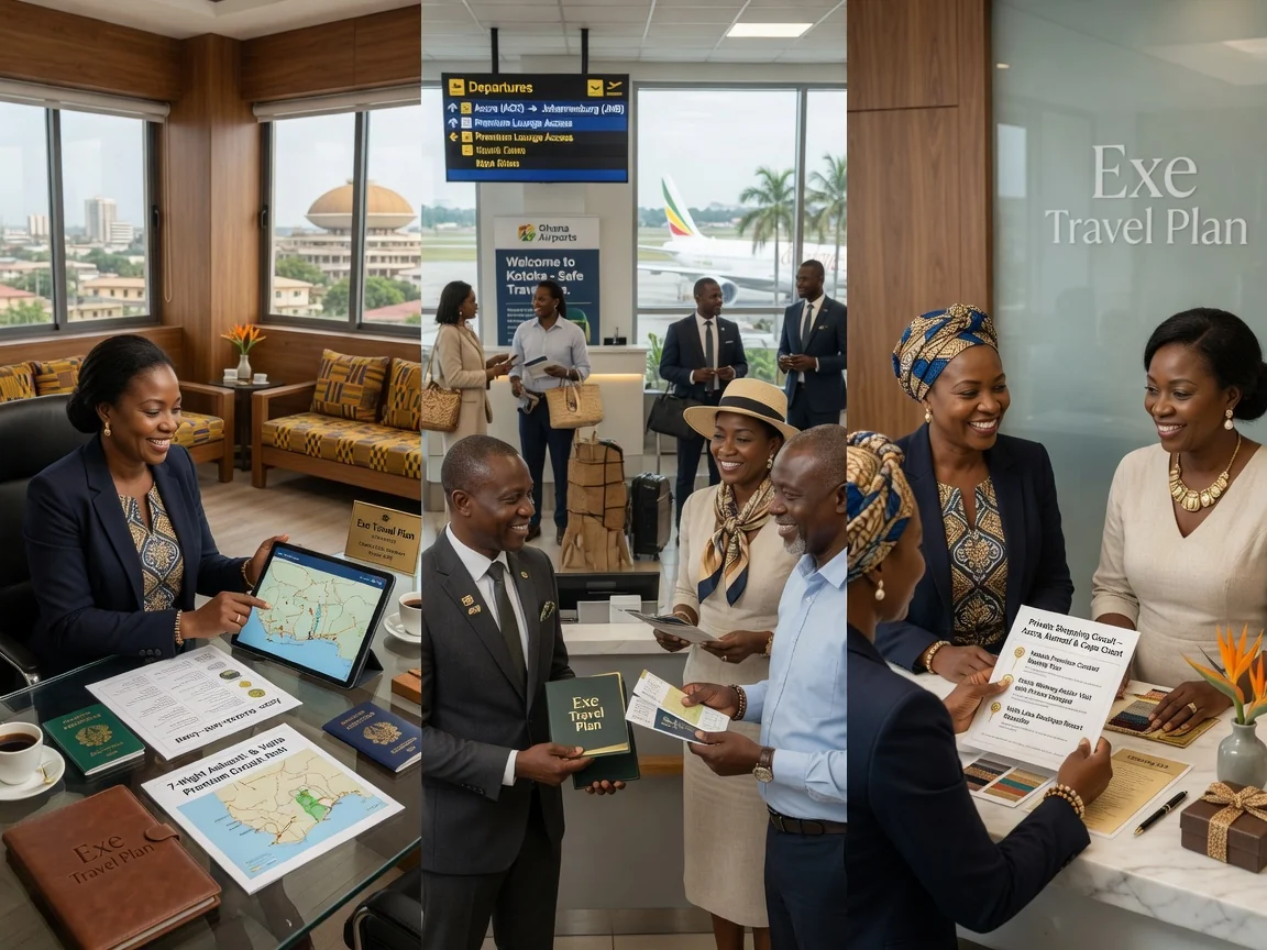 Voyages de groupe et thématiques curatés depuis le Ghana — exe travel plan group shopping circuit premium travellers branded dubai exetravelplan, Accra Ghana