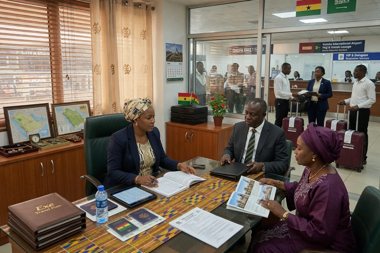 Voyages de pèlerinage et de groupes de foi coordonnés depuis le Ghana — exe travel plan hajj delegation travel logistics dignified branded accra exetravelplan, Accra Ghana