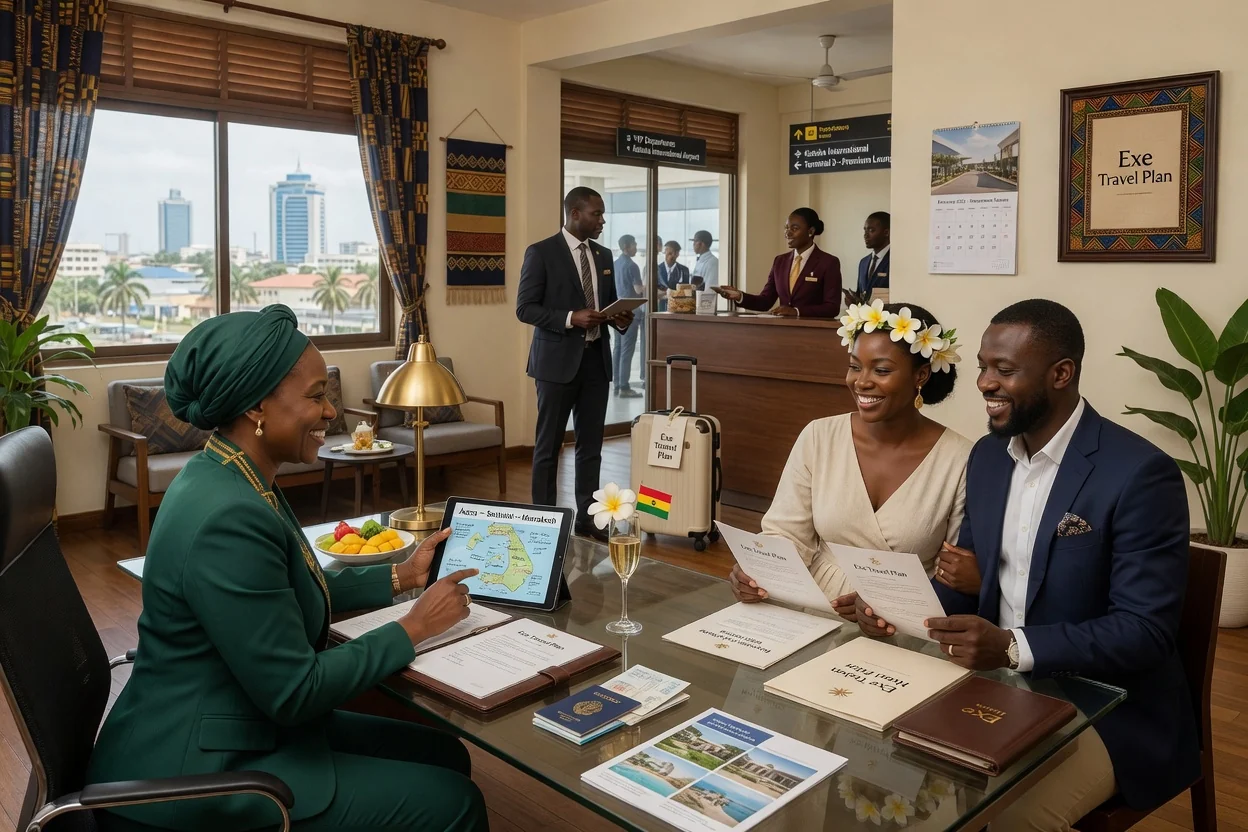 Voyages de lune de miel composés depuis le Ghana — exe travel plan honeymoon celebration premium experience branded exetravelplan, Accra Ghana