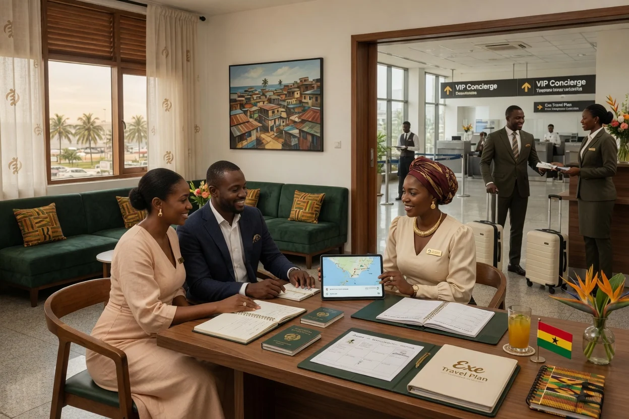Voyages de lune de miel & célébration curatés depuis le Ghana — exe travel plan honeymoon couple luxury curated journey branded dubai exetravelplan, Accra Ghana
