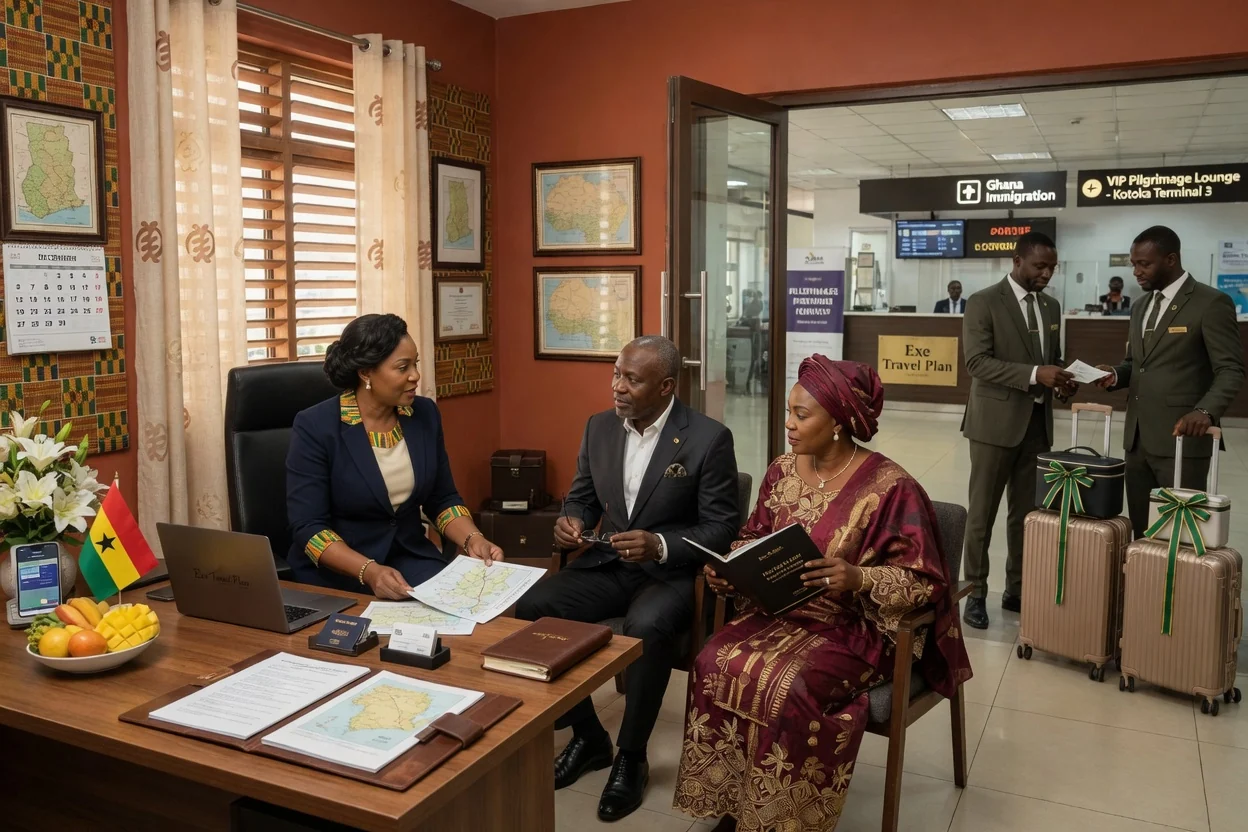 Hajj and Umrah pilgrimage travel coordination from Ghana — exe travel plan pilgrimage travel logistics care branded accra exetravelplan, Accra Ghana
