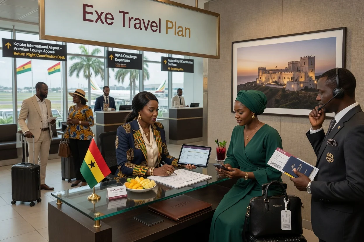 Return-journey & repatriation logistics from Accra — exe travel plan return journey coordination airport branded accra exetravelplan, Accra Ghana