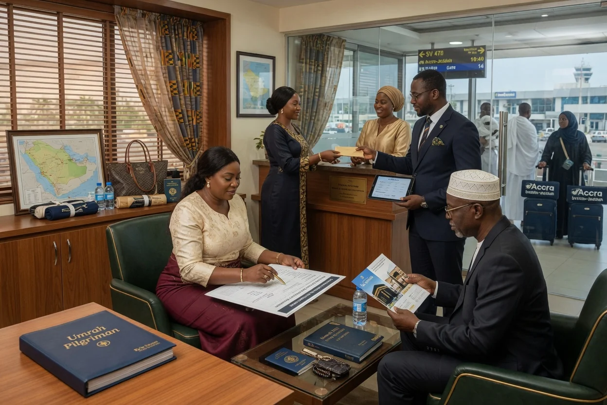 Hajj and Umrah pilgrimage travel coordination from Ghana — exe travel plan umrah pilgrimage group travel coordination respectful branded accra exetravelplan, Accra Ghana