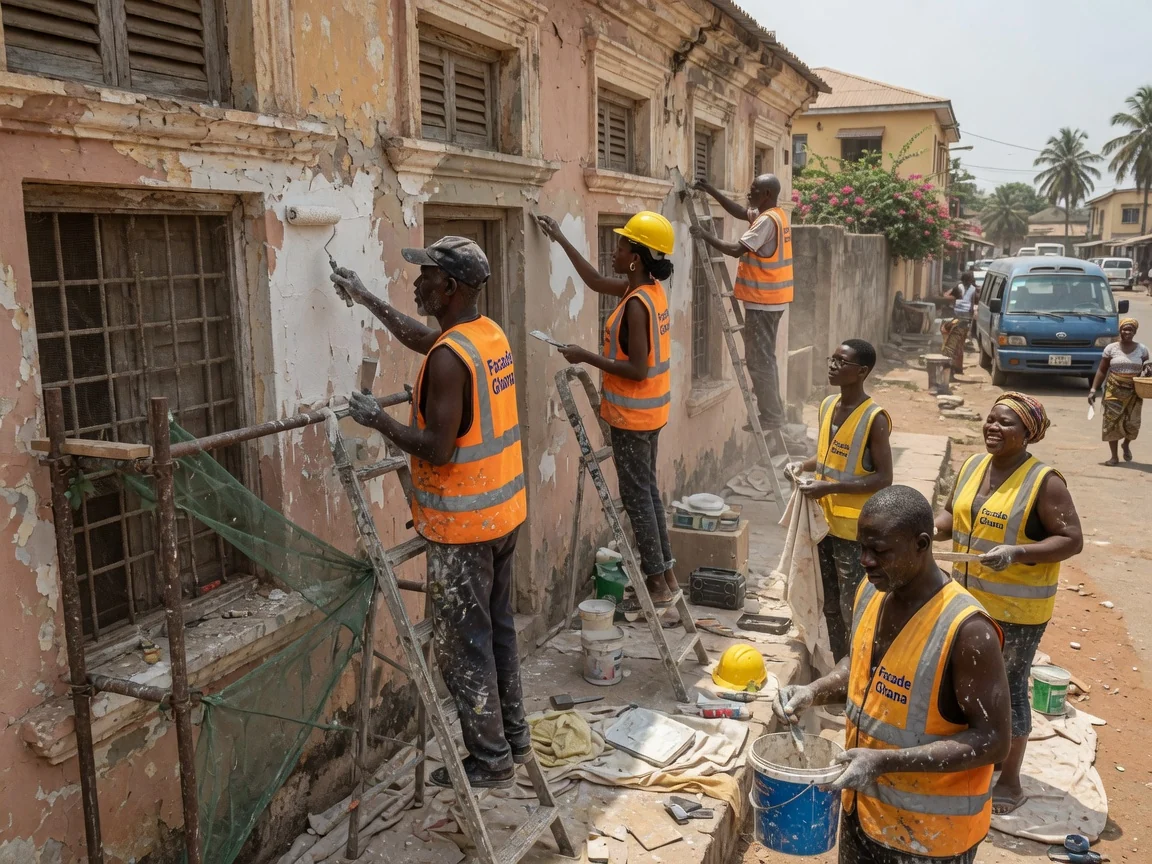 Heritage façade restoration in Ghana — heritage facade condition survey period building cantonments facadeghana, Accra Ghana