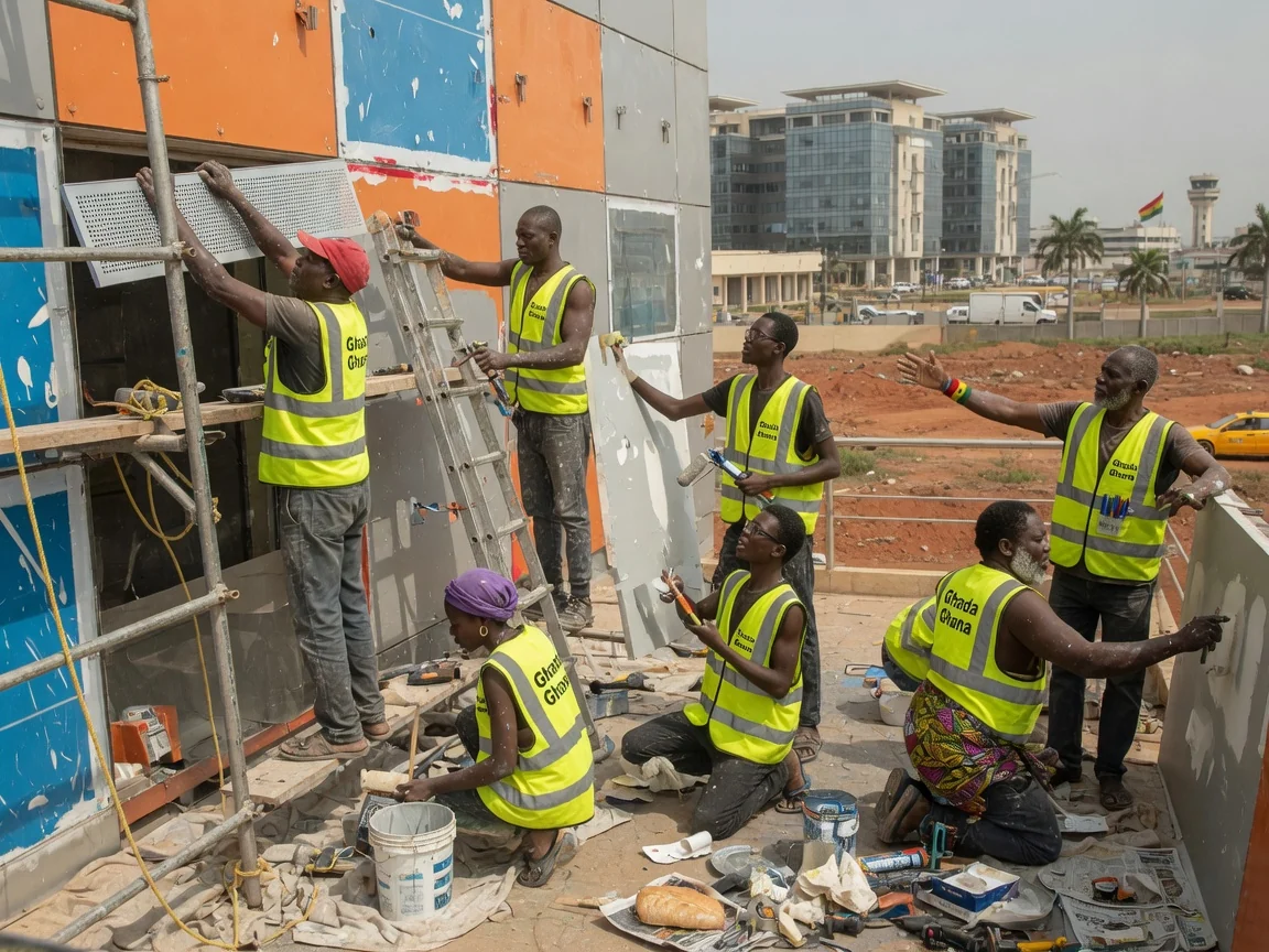 Ventilated rainscreen façades in Ghana — service ventilated rainscreen bank headquarters airport city accra facadeghana, Accra Ghana
