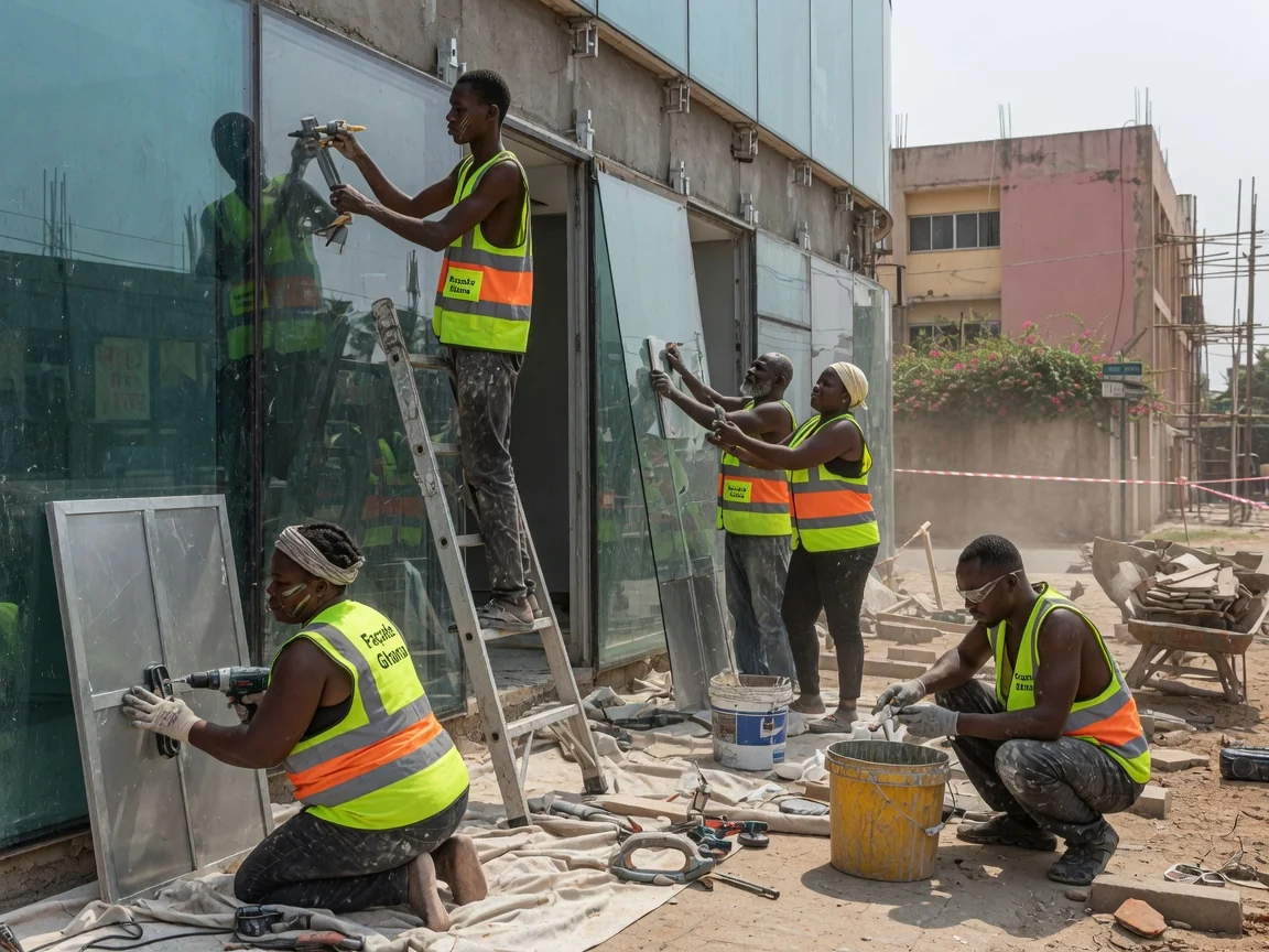 Façade systems compared in Ghana — curtain wall, structural glazing, rainscreen — structural glazing frameless glass facade corporate hq ridge accra facadeghana, Accra Ghana