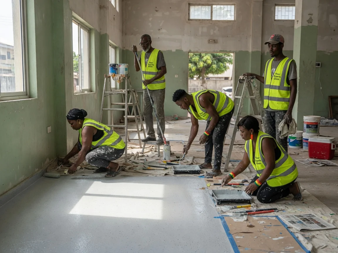 Institutional floor commissioning in Accra, Ghana — banking hall marble corridor tile multi zone handover floorexpertsghana, Accra Ghana