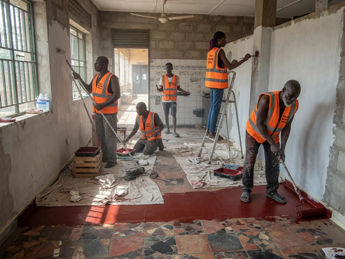 Heritage stone floor restoration in Ghana — breathable impregnating sealer restored stone floor floorexpertsghana, Accra Ghana