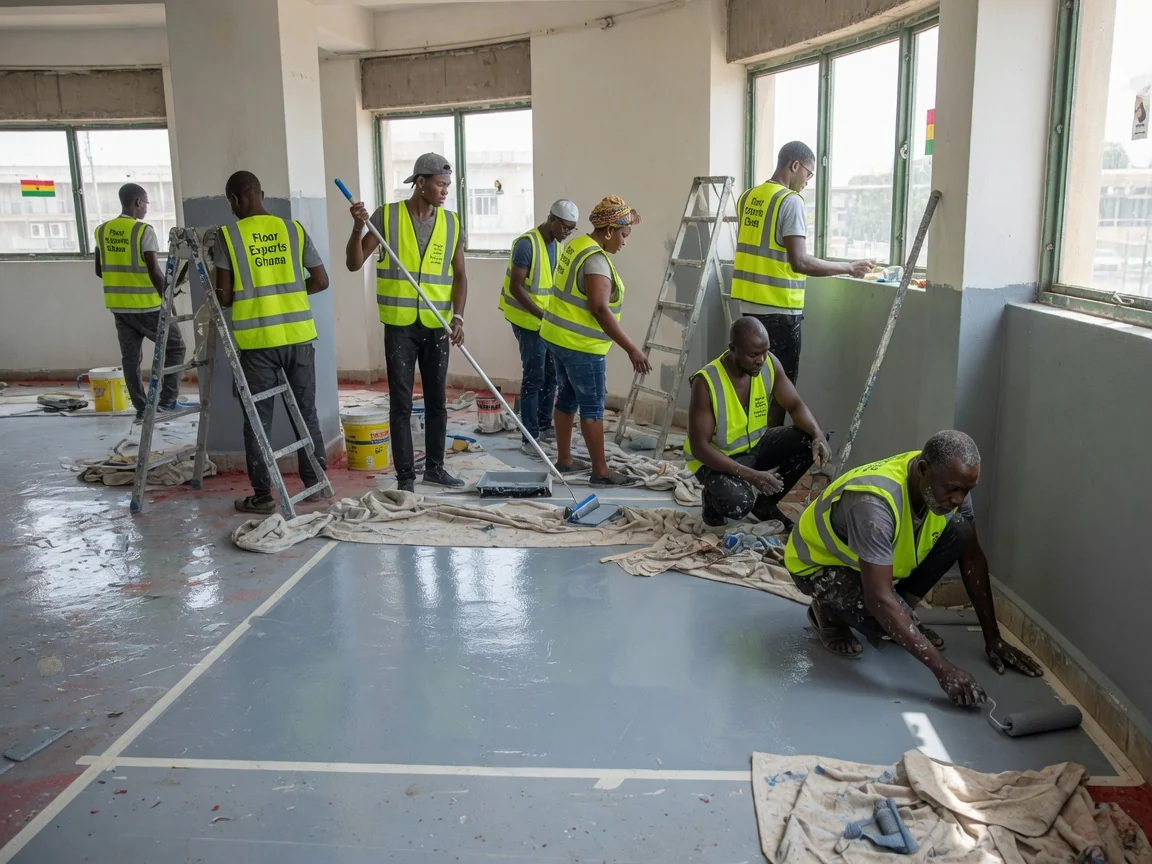 Institutional floor commissioning in Accra, Ghana — commissioning documentation qc record care protocol floorexpertsghana, Accra Ghana