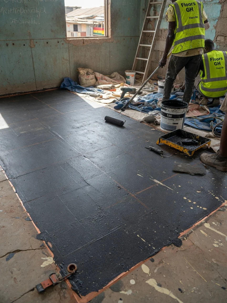 Anti-static ESD flooring in Accra, Ghana — conductive epoxy finish closeup floorsgh, Accra Ghana