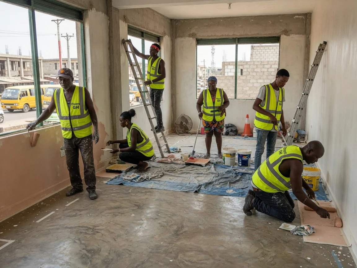 Polished concrete flooring in Accra, Ghana — diamond grinding progressive grit densifier floorsgh, Accra Ghana