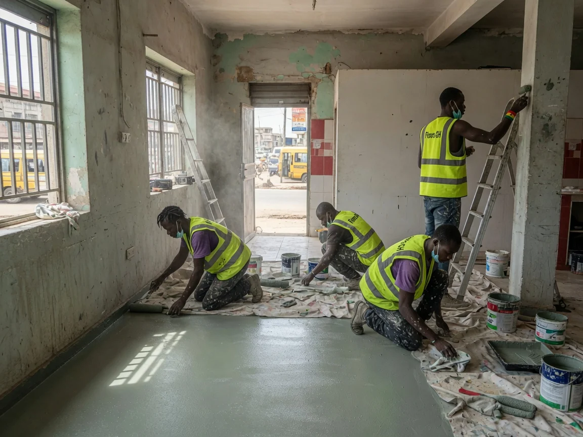 Self-levelling compound substrate preparation in Accra, Ghana — f number flatness survey astm e1155 substrate floorsgh, Accra Ghana