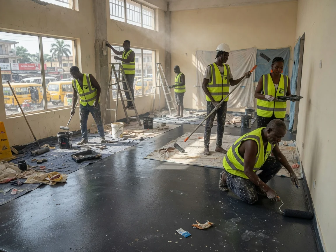 Specification-grade epoxy flooring in Accra, Ghana — slab moisture test rh probe astm f2170 accra floorsgh, Accra Ghana