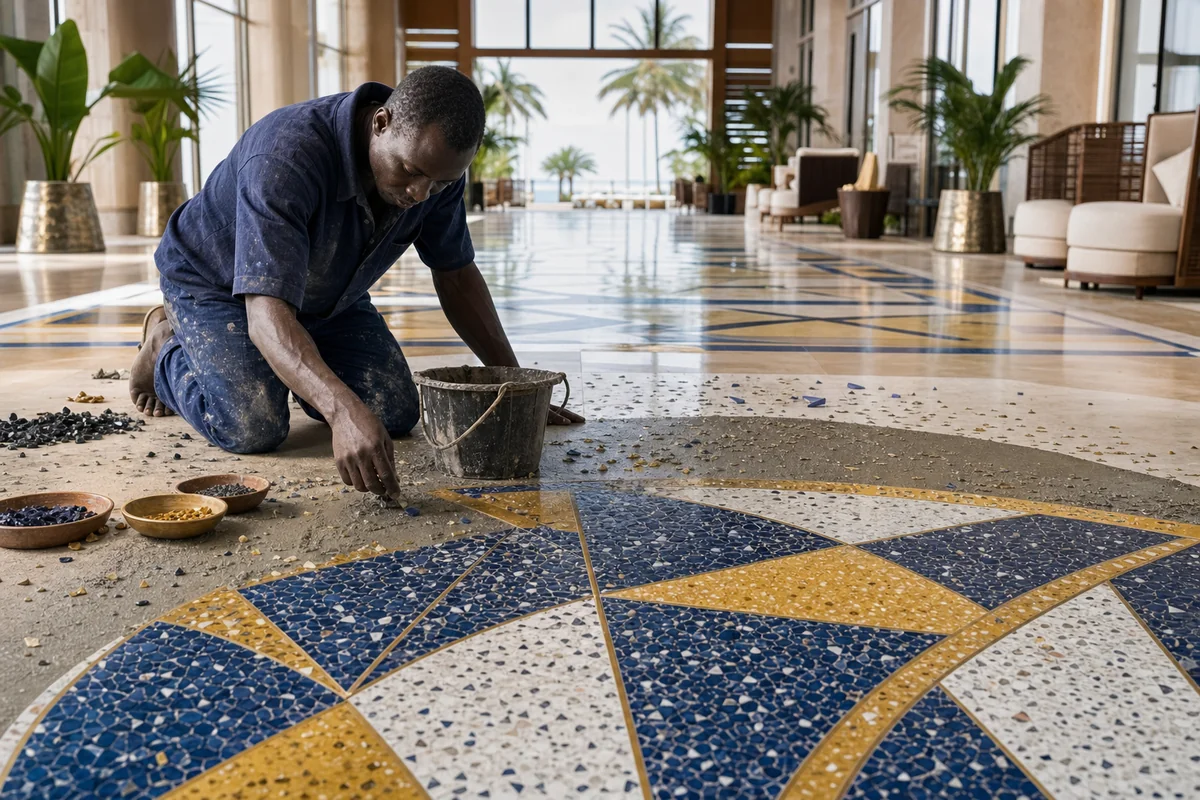 Decorative terrazzo in Accra, Ghana — service decorative terrazzo hotel public space accra ghana, Accra Ghana