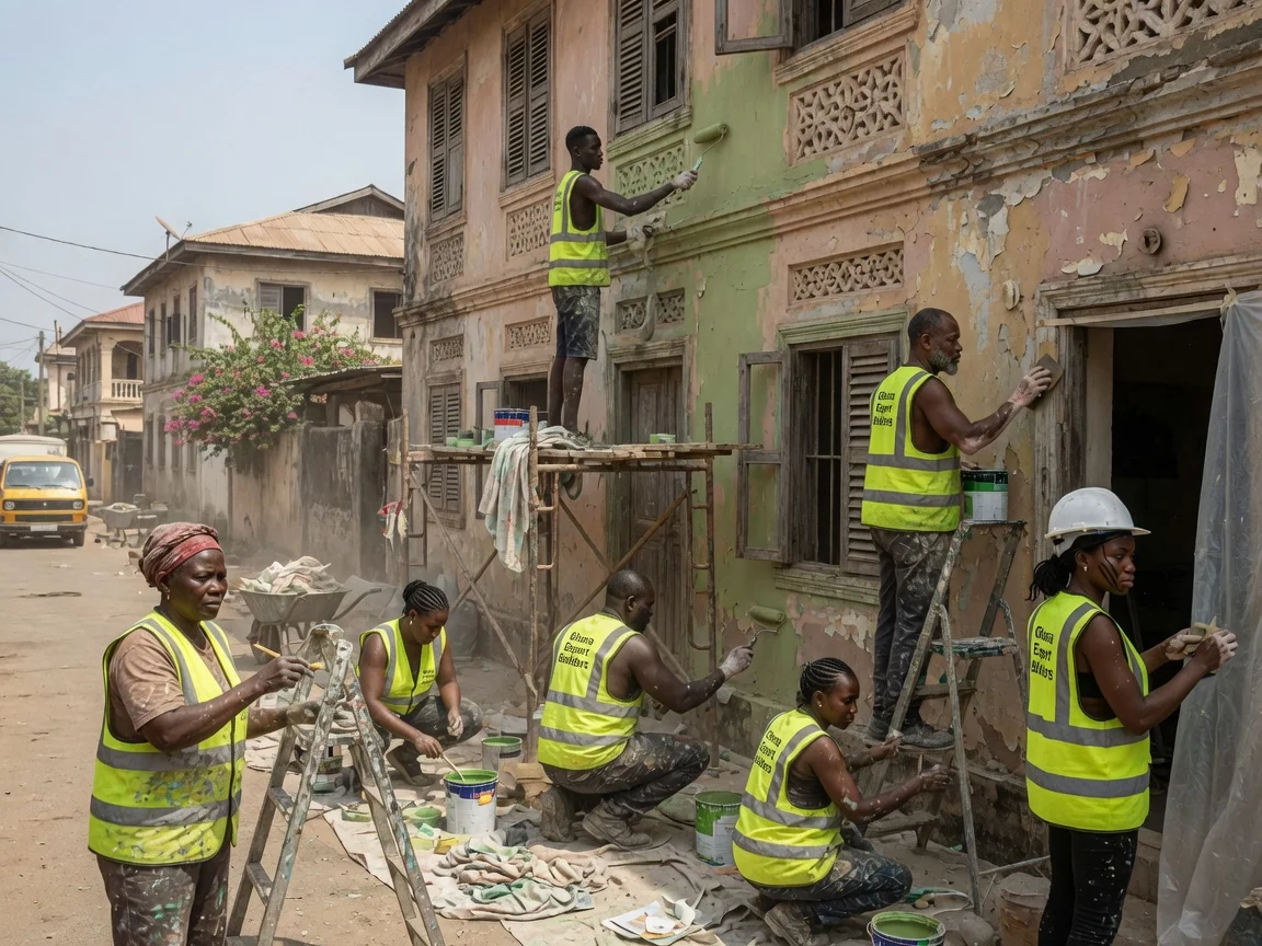 Heritage residential restoration in Accra and Cape Coast — heritage home structural repair renovation progress accra ghanaexpertbuilders, Accra Ghana