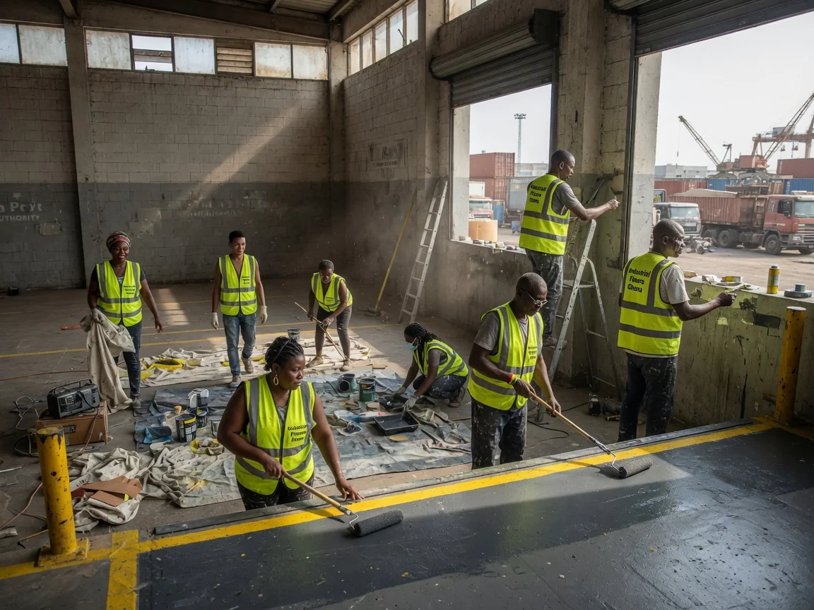Loading dock surfaces in Tema, Ghana — loading dock anti slip surface tema industrialfloorsghana, Accra Ghana