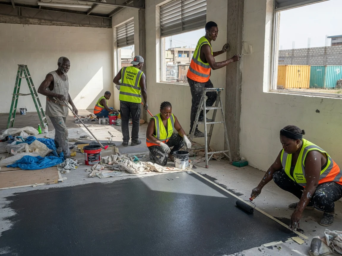 Industrial epoxy flooring in Tema, Ghana — slab moisture test rh probe tema industrialfloorsghana, Accra Ghana