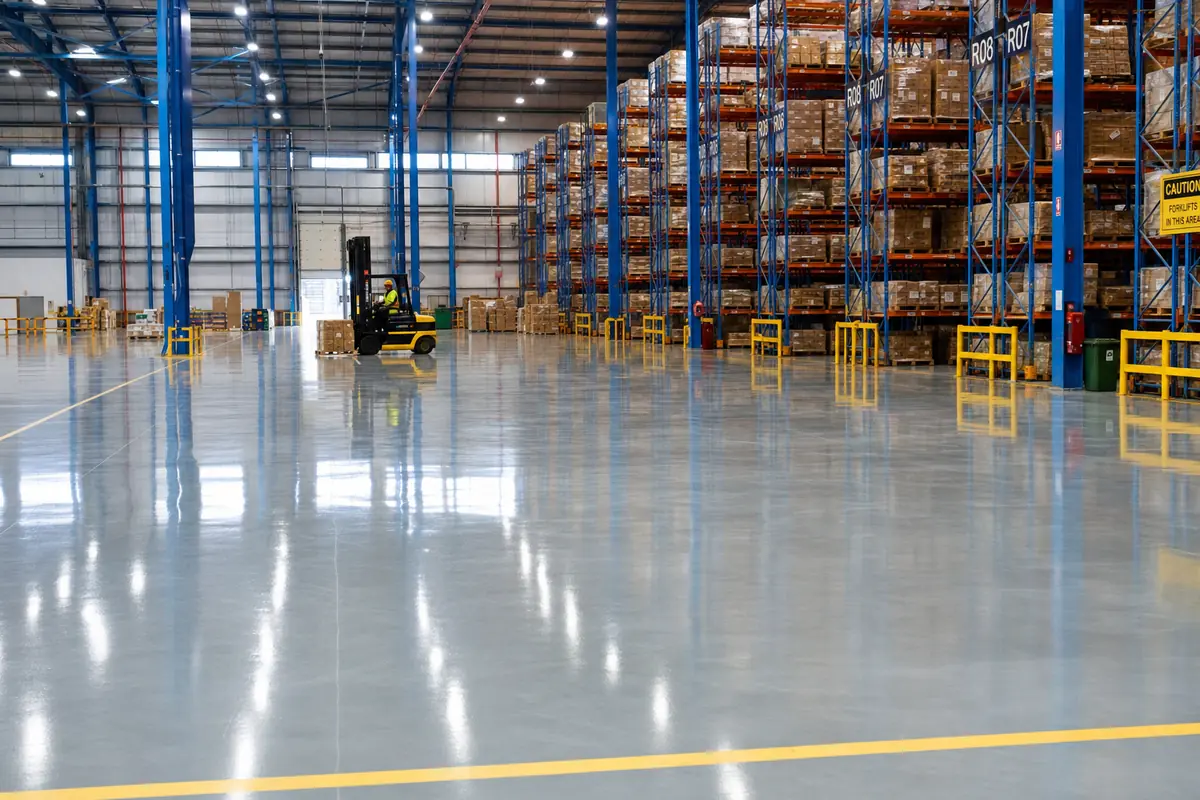 Polished concrete flooring in Tema, Ghana — service polished concrete warehouse distribution tema, Accra Ghana