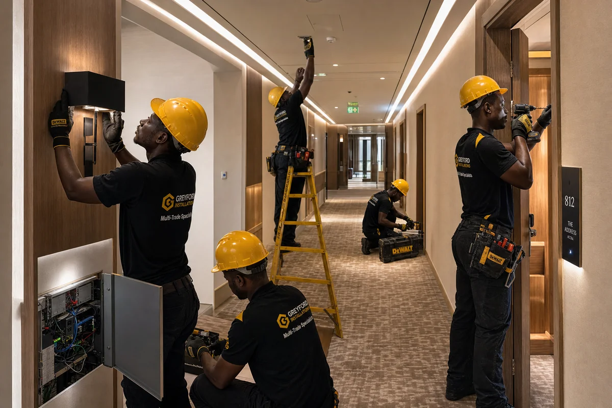 Hotel and hospitality fit-out installation in Accra