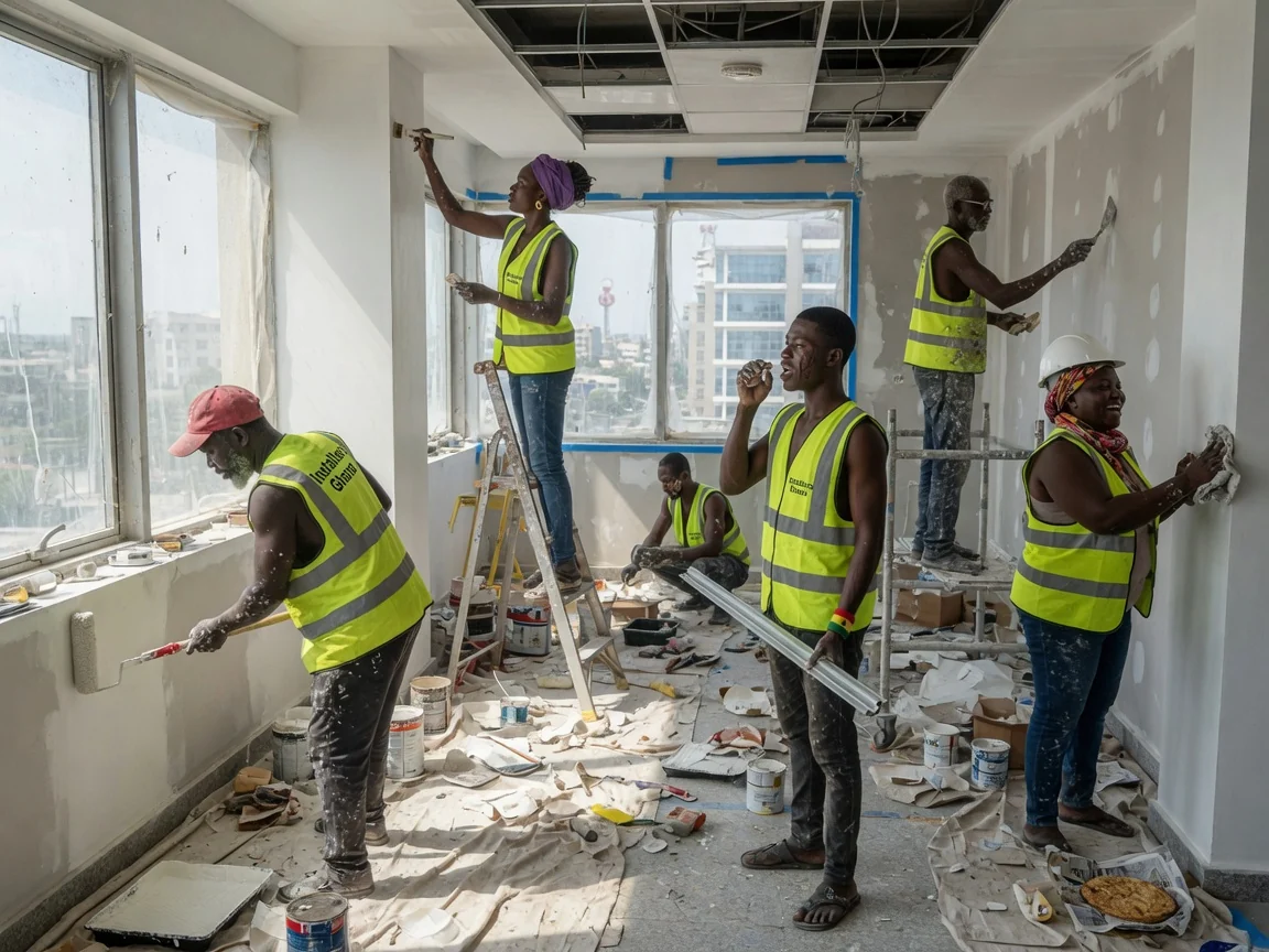 Commercial fit-out installation in an Accra interior — commercial fit out completed handover airport city accra installersghana, Accra Ghana