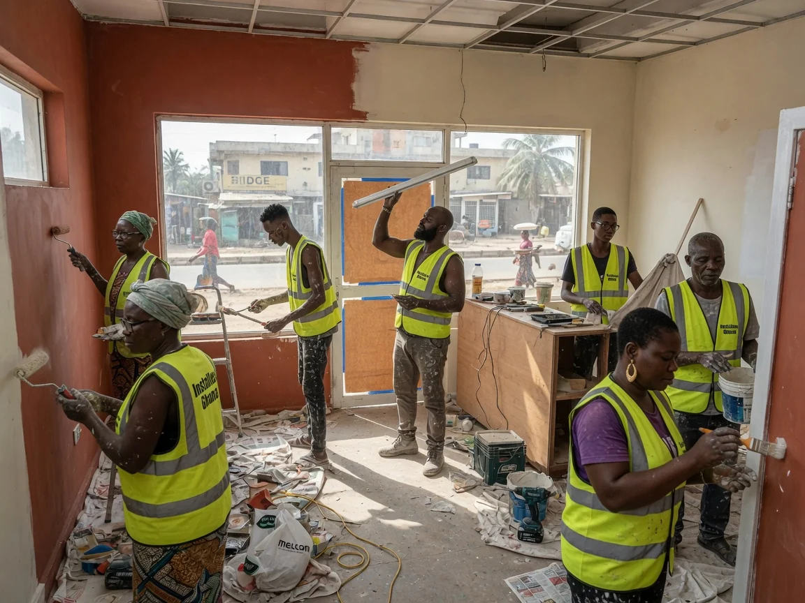 Retail and restaurant fit-out installation in Accra — completed retail fit out brand standard handover ridge accra installersghana, Accra Ghana
