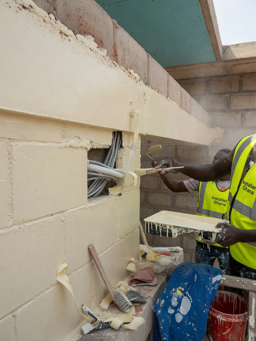 MEP integration coordinated with the fit-out finishes in Accra — electrical distribution panel conduit installation detail installersghana, Accra Ghana
