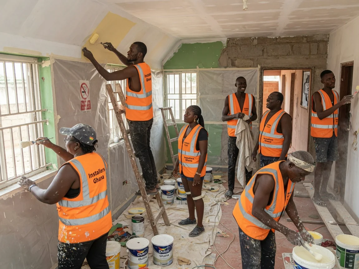 Interior trades sequenced under one programme — finishes installed coordinated programme installersghana, Accra Ghana