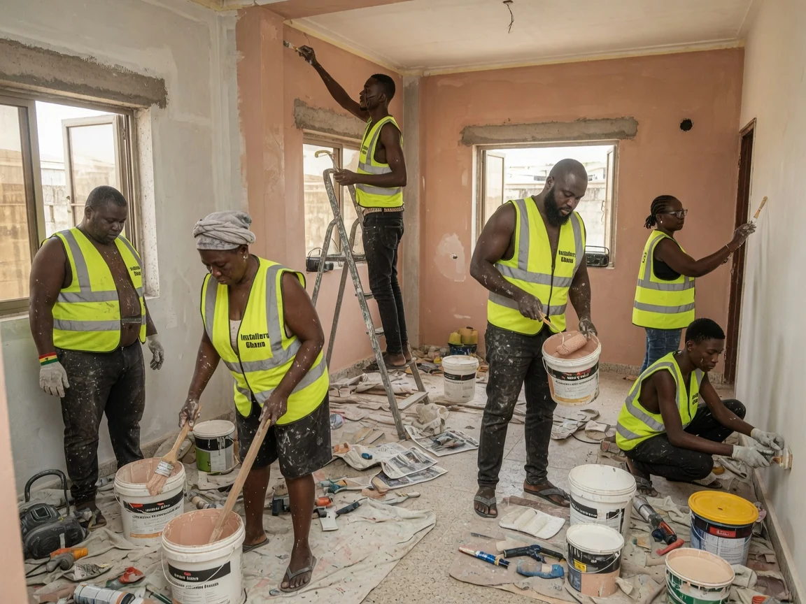 Installers Ghana installing interior finishes in Accra — installers ghana flooring installation substrate preparation east legon accra installersghana, Accra Ghana