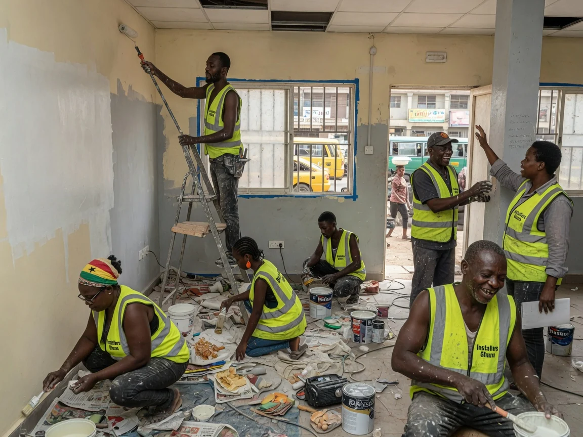 Multi-trade fit-out coordinated under one lead in Accra — installers ghana multi trade fit out coordination partition ceiling finishes corporate accra installersghana, Accra Ghana
