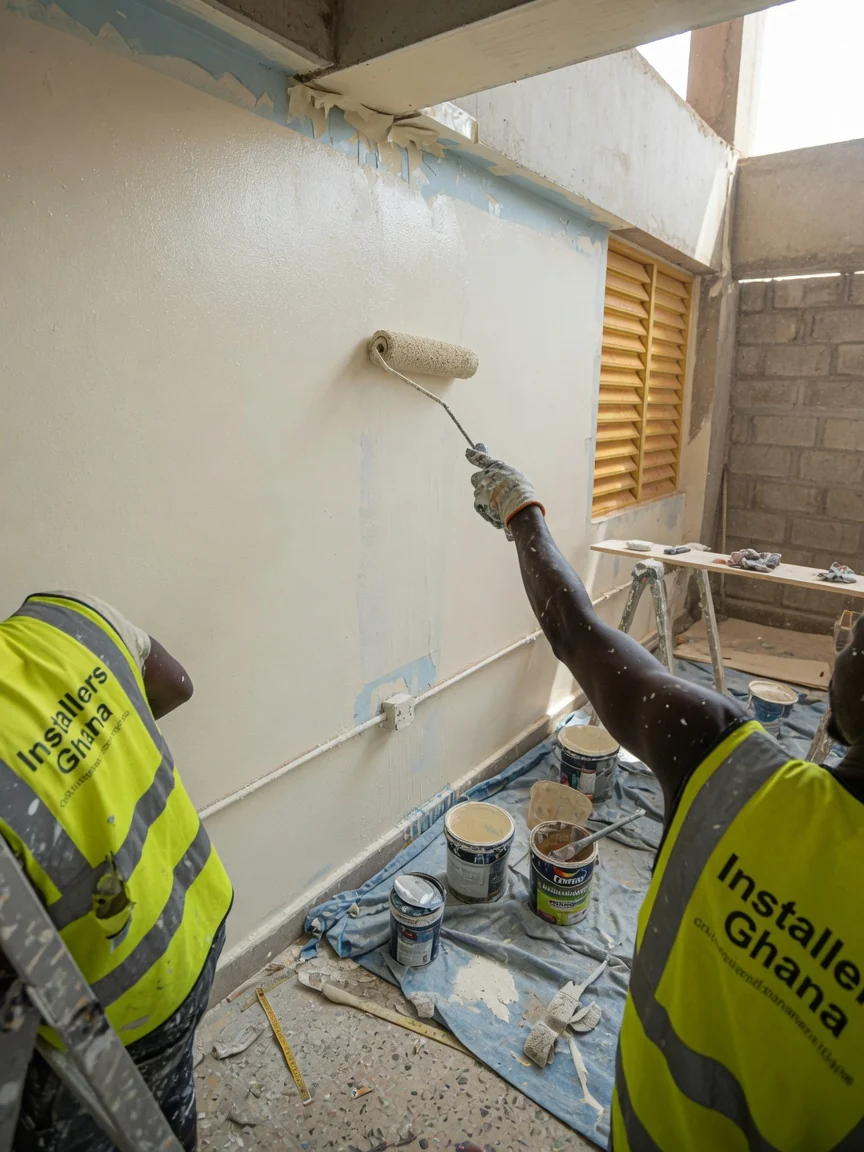 Commercial fit-out installation in an Accra interior — interior finishes mep coordination detail commercial accra installersghana, Accra Ghana
